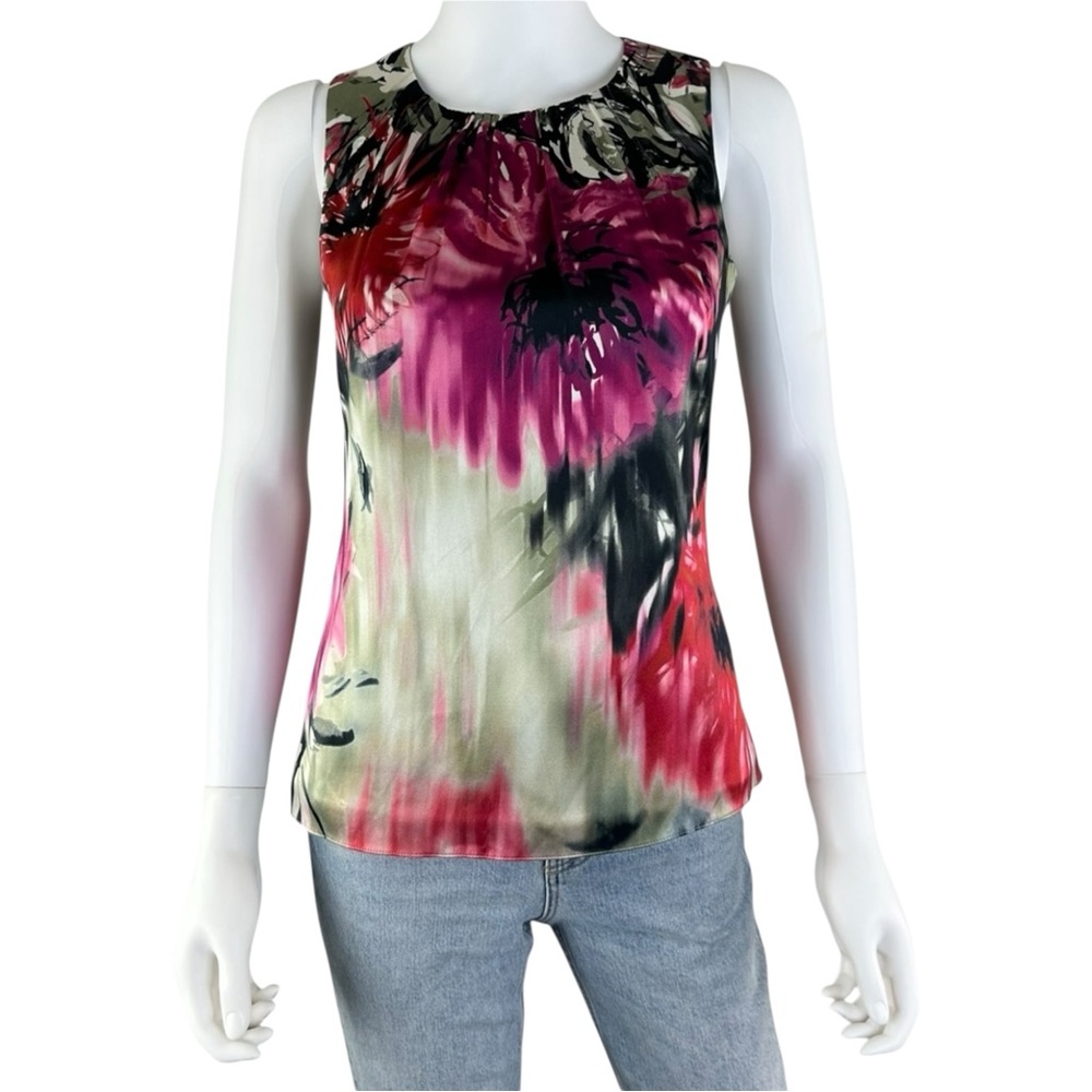 ELIE TAHARI Silk Floral Shell Size S